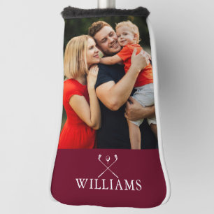 Personalized Name Burgundy Red Photo Golf Head Cover