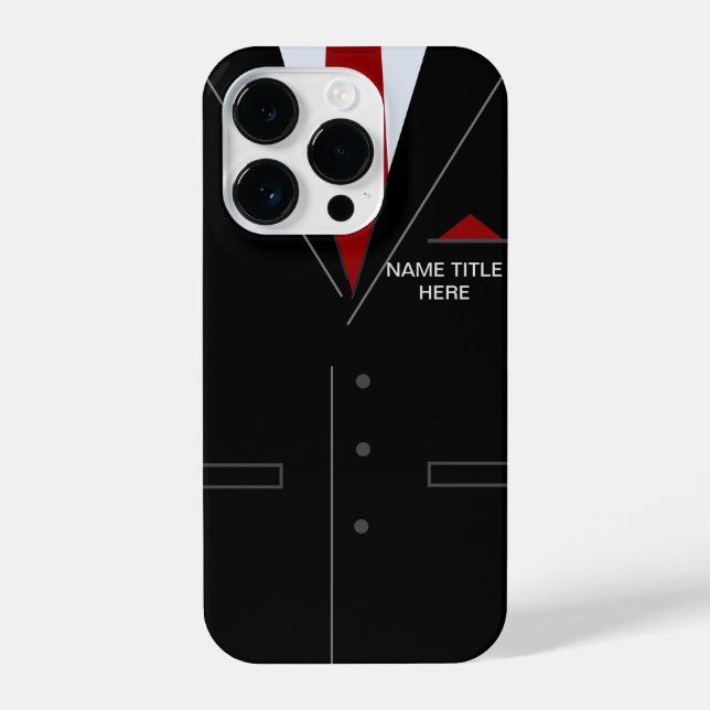 Personalized Name Business Black Suit iPhone Case (Back)