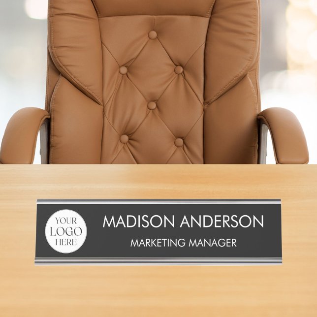 Personalized Name Business Logo Modern Minimalist Desk Name Plate (In situ)