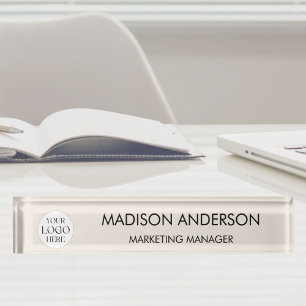 Personalized Name Business Logo Modern Template Desk Name Plate