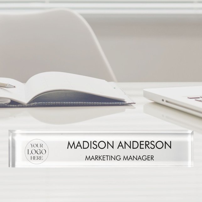 Personalized Name Business Logo Modern Template Desk Name Plate (In situ)