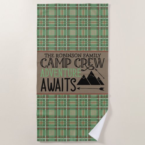 Personalized NAME Cabin Camping Adventure Beach Towel