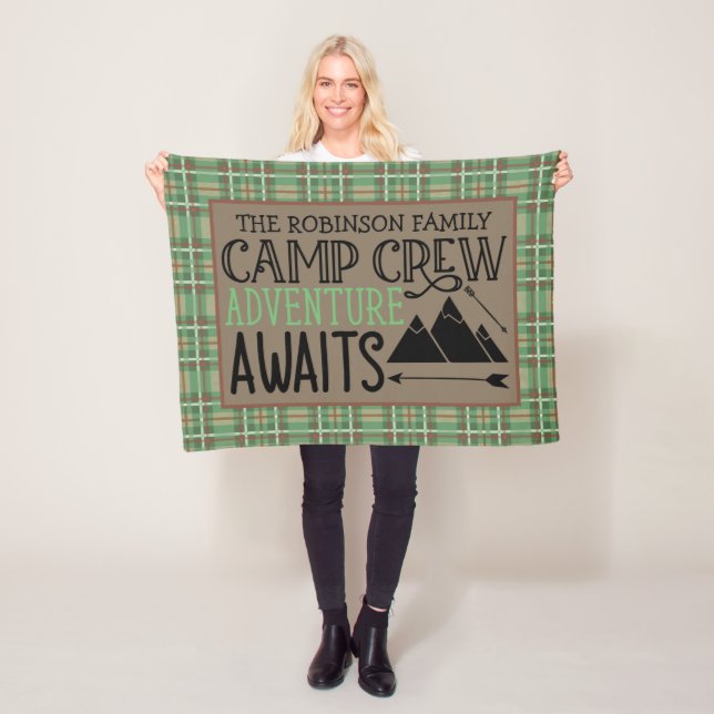 Personalized NAME Cabin Camping Adventure Fleece Blanket (In Situ)