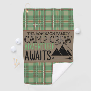 Personalized NAME Cabin Camping Adventure Golf Towel