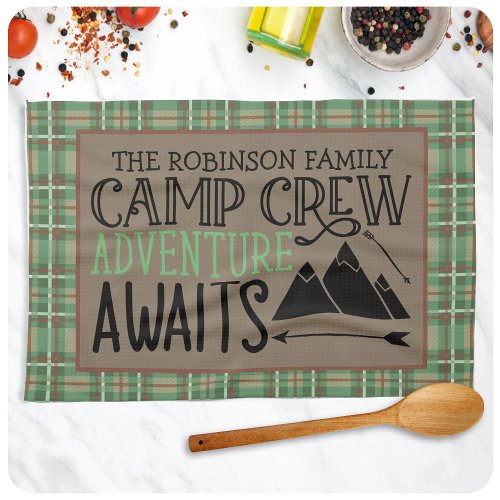 Personalized NAME Cabin Camping Adventure Kitchen Towel