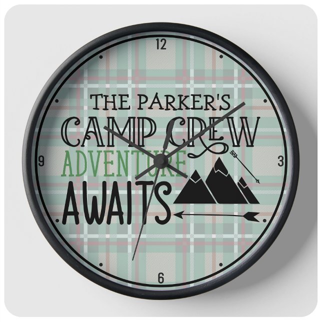 Personalized NAME Cabin Camping Adventure Large Clock (Creator Uploaded)
