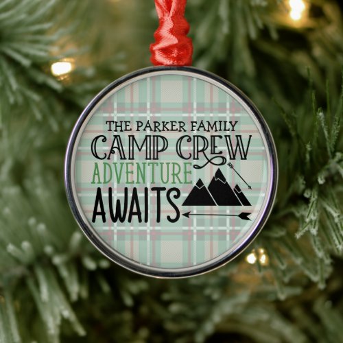 Personalized NAME Cabin Camping Adventure Metal Ornament