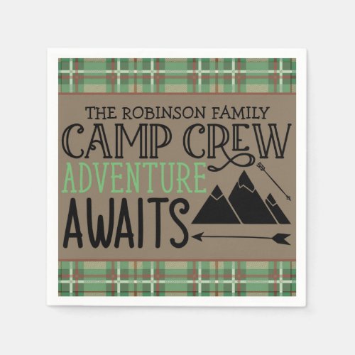 Personalized NAME Cabin Camping Adventure Napkins