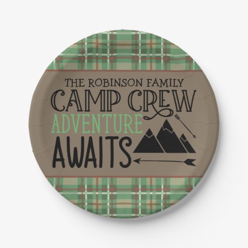 Personalized NAME Cabin Camping Adventure Paper Plates