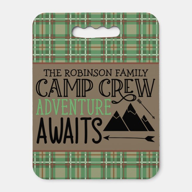 Personalized NAME Cabin Camping Adventure Seat Cushion (Front Vertical)