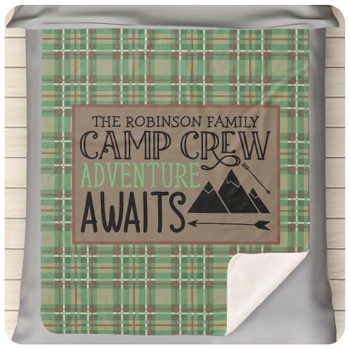 Personalized NAME Cabin Camping Adventure Sherpa Blanket