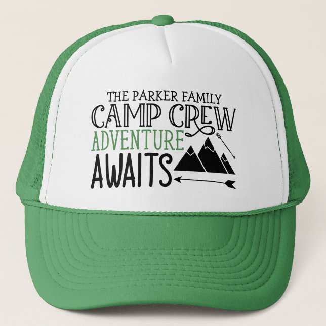 Personalized NAME Cabin Camping Adventure Trucker Hat (Front)