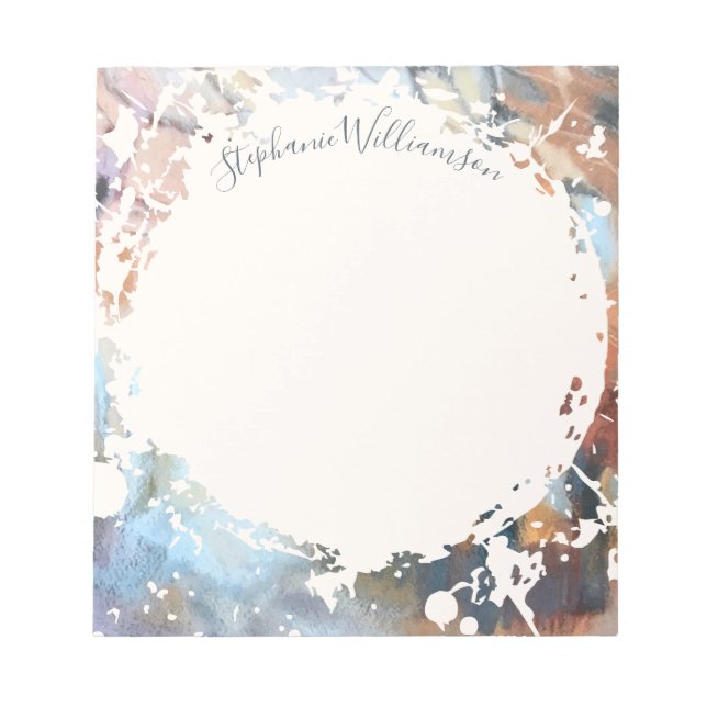 Personalized Name Calligraphy Watercolor Autumn  Notepad (Front)