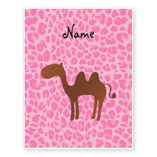Personalized name camel light pink leopard temporary tattoos