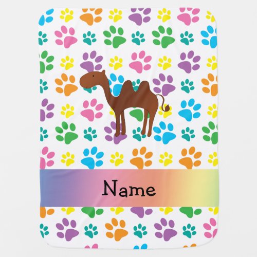 Personalized name camel rainbow paws baby blanket