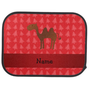 Personalized name camel red christmas trees car floor mat