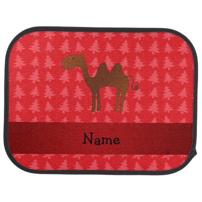 Personalized name camel red christmas trees car floor mat (Rear)