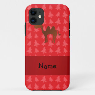 Personalized name camel red christmas trees iPhone 11 case