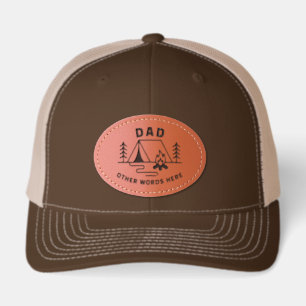 Personalized Name Camping Dad Outdoorsman Leather Patch Hat
