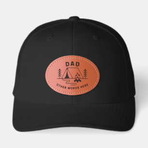Personalized Name Camping Dad Outdoorsman Leather Patch Hat