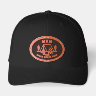 Personalized Name Camping MOM Custom Leather Patch Hat