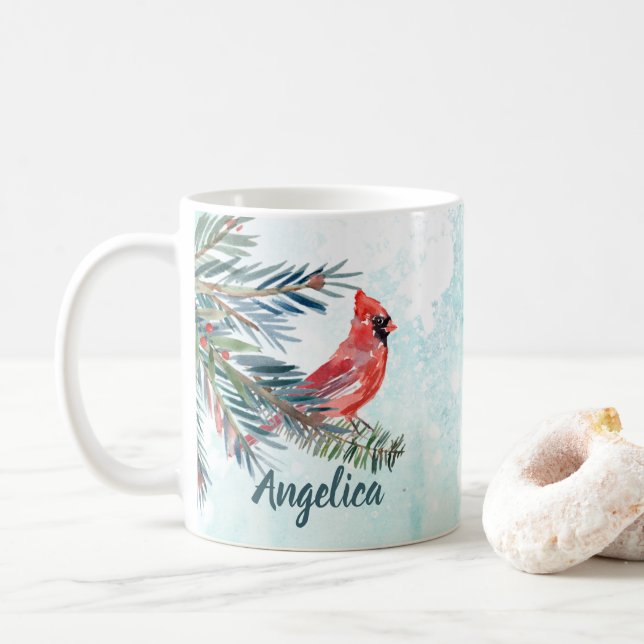 Personalized Name Cardinal Gift Mug (With Donut)