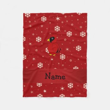 Personalized Name Cardinal Red Snowflakes Fleece Blanket by Brothergravydesigns at Zazzle