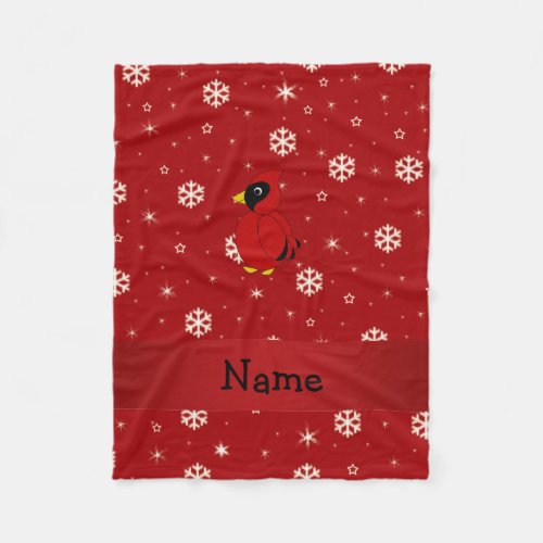 Personalized name cardinal red snowflakes fleece blanket