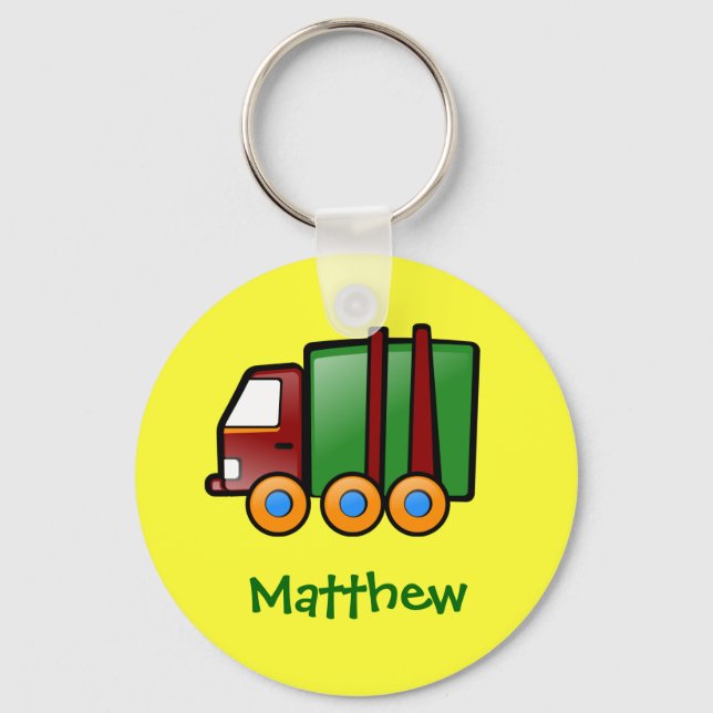 Personalized Name Cartoon Truck Keychain (Front)