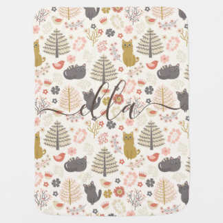 Personalized Name Cat Baby Blanket