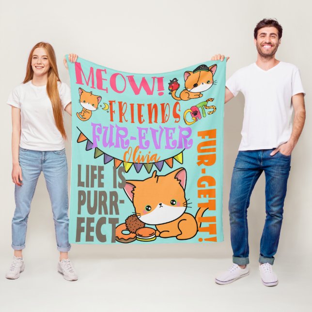 Personalized Name Cat Blanket Gift For Lovers (In Situ)