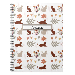 Personalized Name Cat Boho Notebook