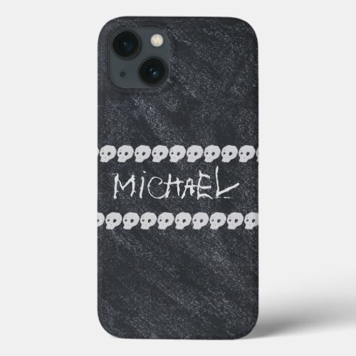 Personalized Name Chalkboard Skulls iPhone 13 Case
