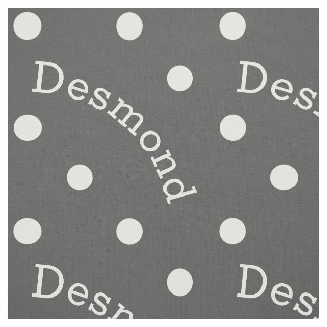 Personalized Name Charcoal Smoke Gray Polka Dot Fabric (Swatch)