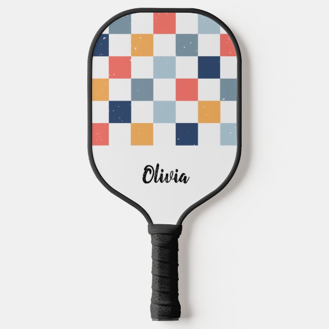  Personalized Name Checker Pattern Pickleball Paddle (Front)
