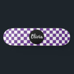 Personalized Name Checkerboard Pattern  purple Skateboard<br><div class="desc">Personalized Name Checkerboard Pattern purple skateboard</div>