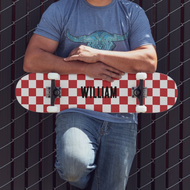 Personalized Name Checkerboard Pattern  Skateboard (Outdoor 3)