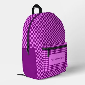 Personalized Name Checkered Pink Dark Magenta