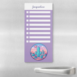 Personalized Name Checklist Trendy Pastel Cactus Magnetic Notepad