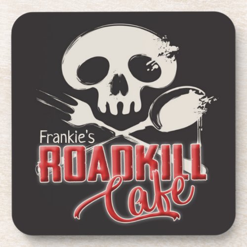 Personalized NAME Cheeky Roadkill Cafe Diner Beverage Coaster