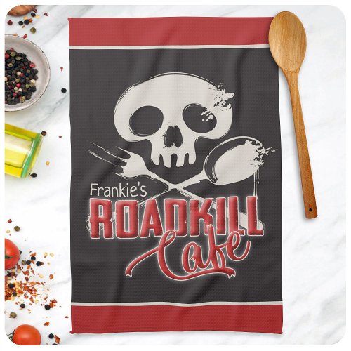 Personalized NAME Cheeky Roadkill Cafe Diner Kitchen Towel