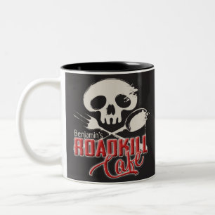 Personalized NAME Cheeky Roadkill Cafe Diner Two-Tone Coffee Mug
