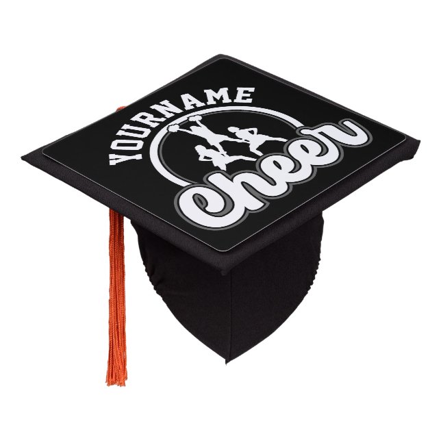 Personalized NAME Cheer Team Varsity Cheerleader Graduation Cap Topper (Angled)