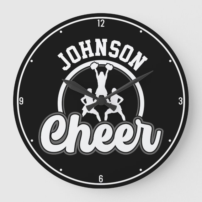 Personalized NAME Cheer Team Varsity Cheerleader Large Clock (Front)