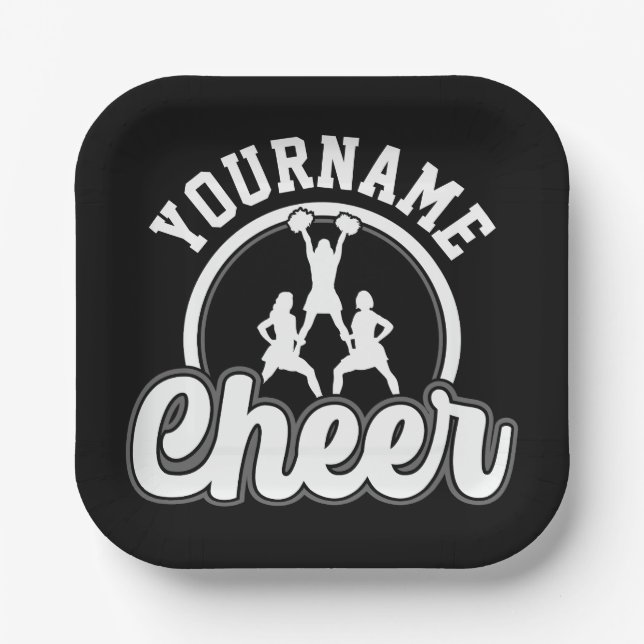 Personalized NAME Cheer Team Varsity Cheerleader Paper Plates (Front)