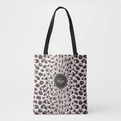 Personalized Name Cheetah Print Animal Pattern Tote Bag