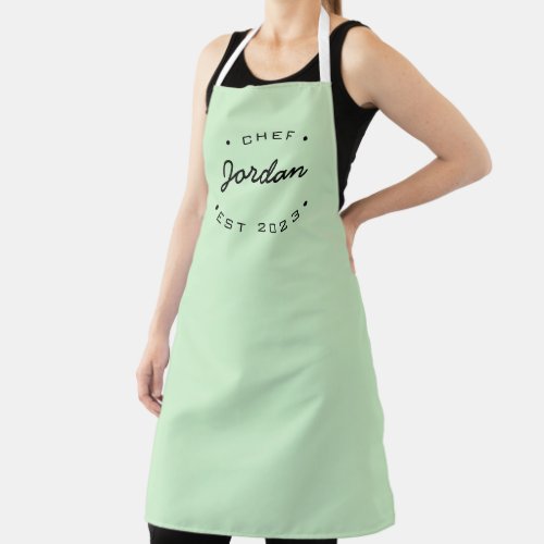 Personalized Name Chef established year Mint green Apron