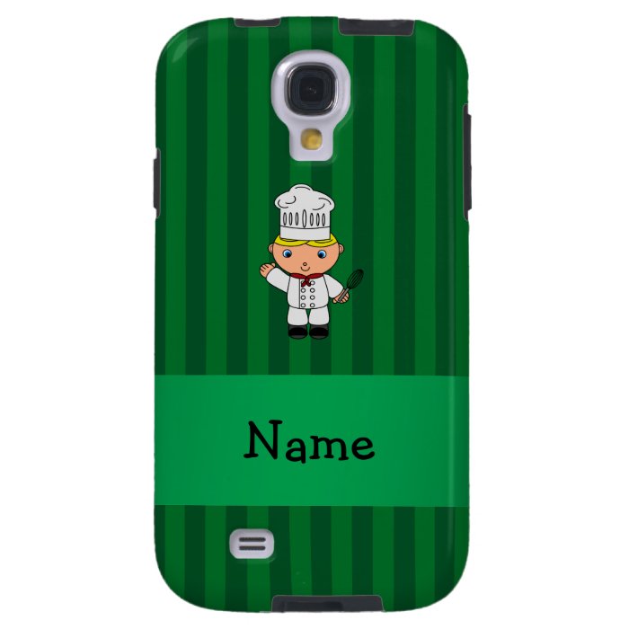 Personalized name chef green stripes