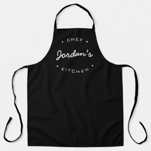 Personalized Name Chef's Kitchen Black white Apron