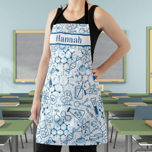 Personalized Name Chemistry Doodle Theme Apron